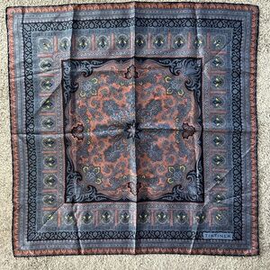 Vintage TIKTINER  hand rolled Silk Scarf 1970's Paisley Art DEco